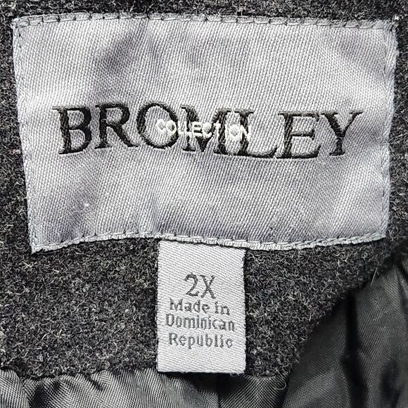 Bromley Collection Coat Womens 2X Gray Wool Blend Button Front Warm Lined - Picture 11 of 13
